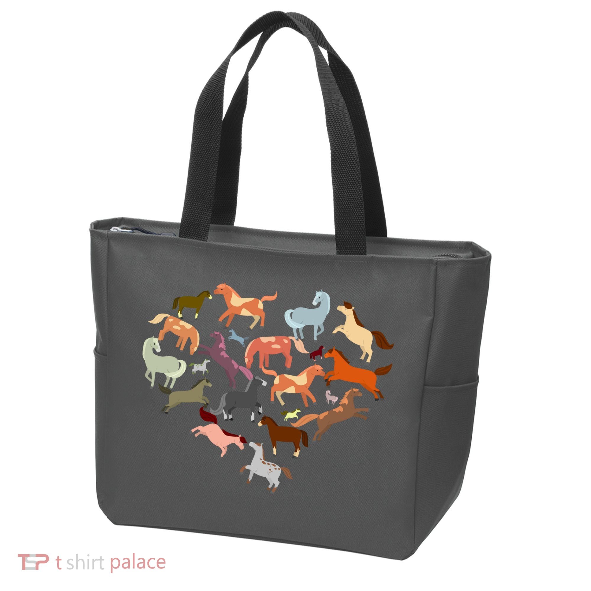 Cute Multi Horse Lover Heart Tote Bag