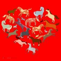 Cute Multi Horse Lover Heart Santa Hat thumb 1