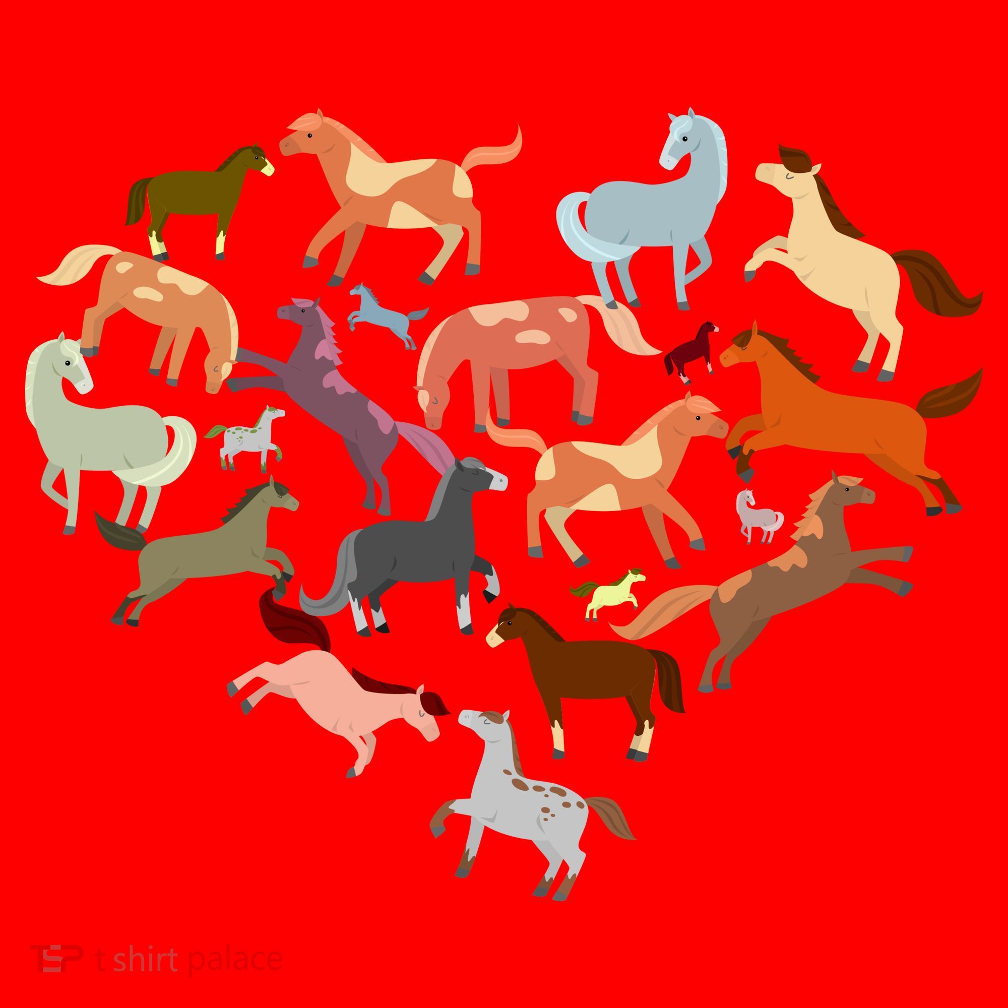 Cute Multi Horse Lover Heart Santa Hat
