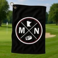 Classic Minnesota Hockey Mn Outline Golf Towel thumb 1