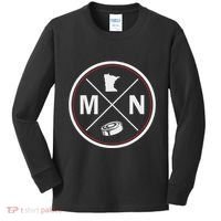 Classic Minnesota Hockey Mn Outline Kids Long Sleeve Shirt thumb 0