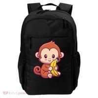 Cute Monkey Holding Banana Cartoon Backpack thumb 0