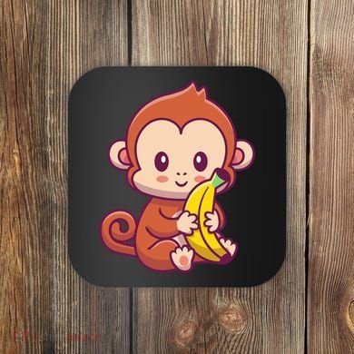 Cute Monkey Holding Banana Cartoon Coaster