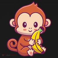 Cute Monkey Holding Banana Cartoon Coaster thumb 2