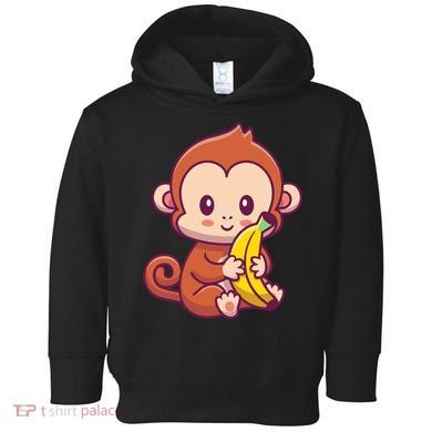 Cute Monkey Holding Banana Cartoon Toddler Hoodie