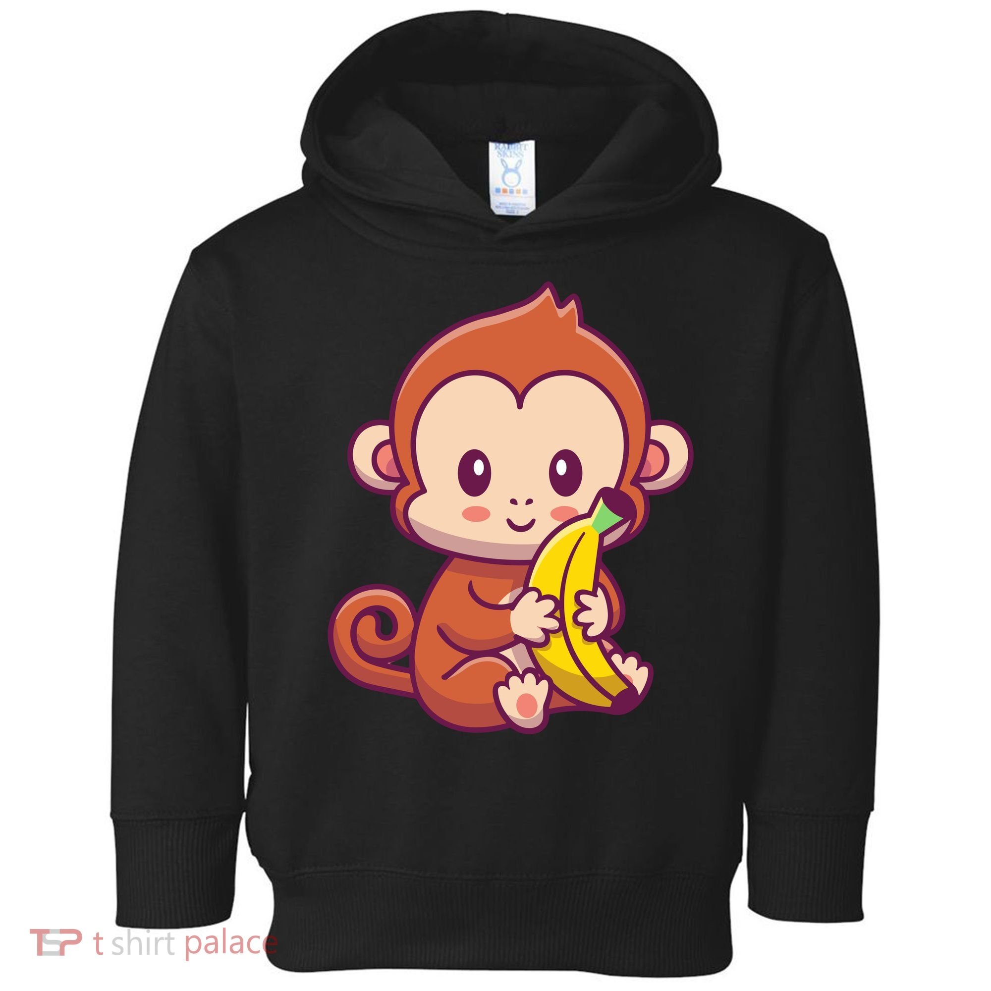 Cute Monkey Holding Banana Cartoon Toddler Hoodie