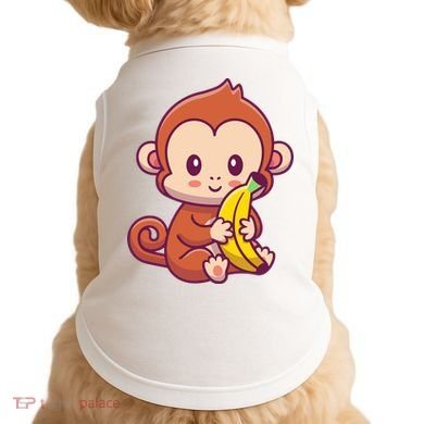 Cute Monkey Holding Banana Cartoon Doggie Tank