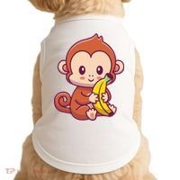 Cute Monkey Holding Banana Cartoon Doggie Tank thumb 0