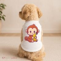 Cute Monkey Holding Banana Cartoon Doggie Tank thumb 2