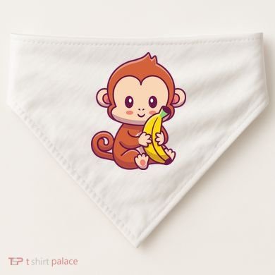 Cute Monkey Holding Banana Cartoon USA-Made Doggie Bandana
