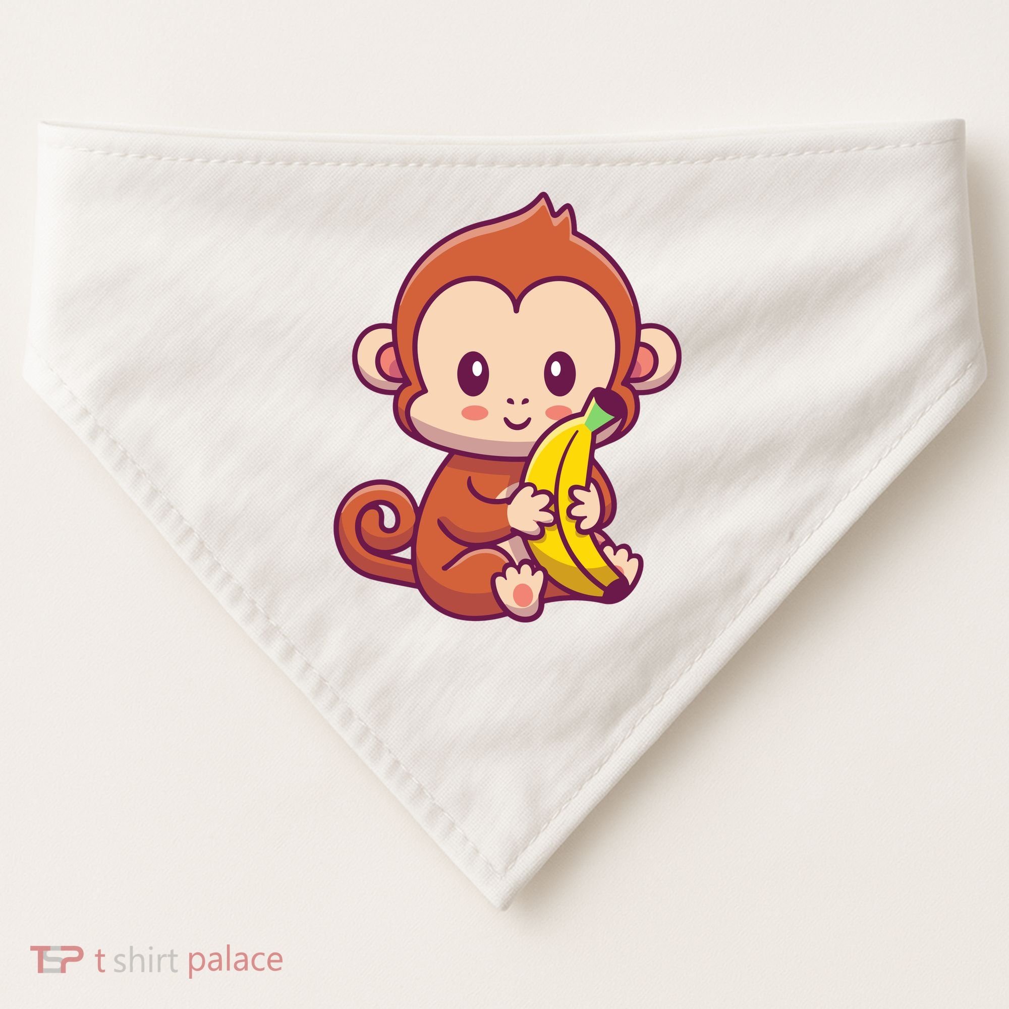 Cute Monkey Holding Banana Cartoon USA-Made Doggie Bandana