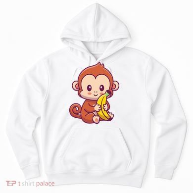 Cute Monkey Holding Banana Cartoon Hoodie