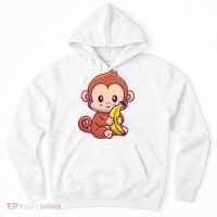 Cute Monkey Holding Banana Cartoon Hoodie thumb 0