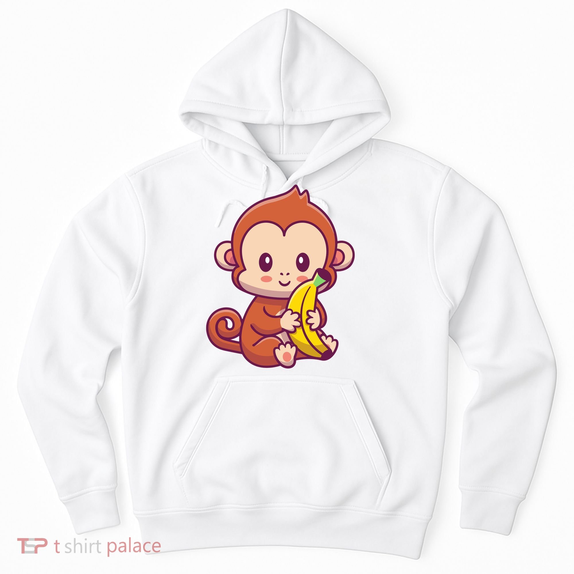 Cute Monkey Holding Banana Cartoon Hoodie