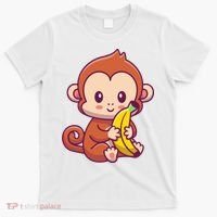 Cute Monkey Holding Banana Cartoon T-Shirt thumb 0