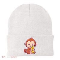 Cute Monkey Holding Banana Cartoon Beanie thumb 0