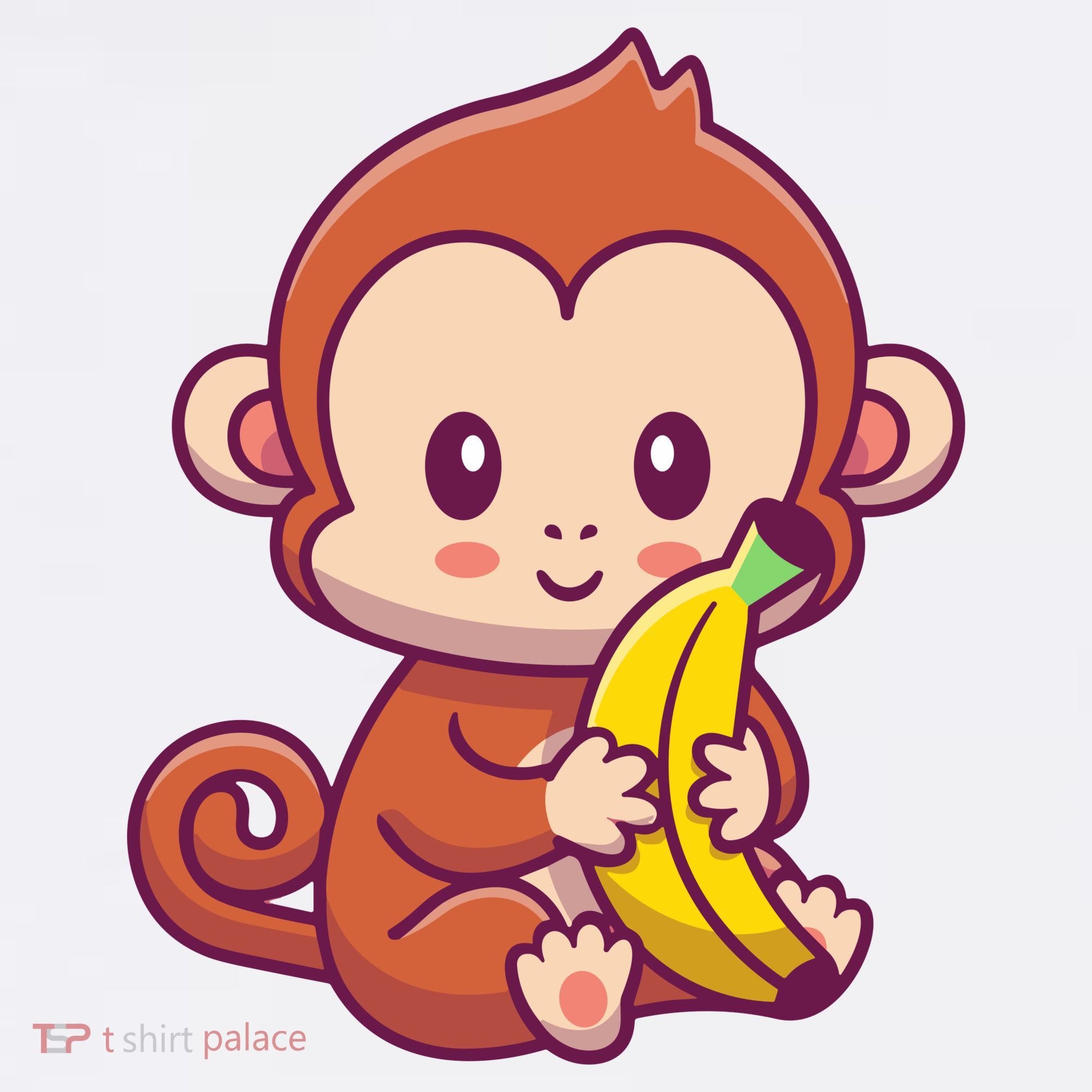 Cute Monkey Holding Banana Cartoon Women's Hoodie