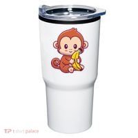 Cute Monkey Holding Banana Cartoon Tumbler thumb 0