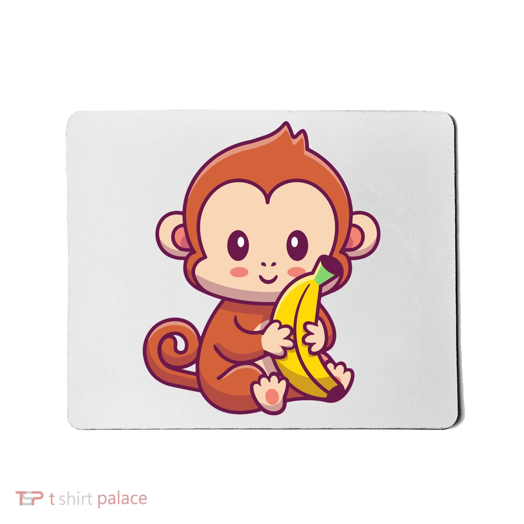 Cute Monkey Holding Banana Cartoon Mousepad