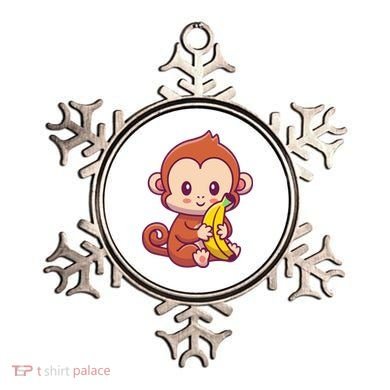 Cute Monkey Holding Banana Cartoon Ornament