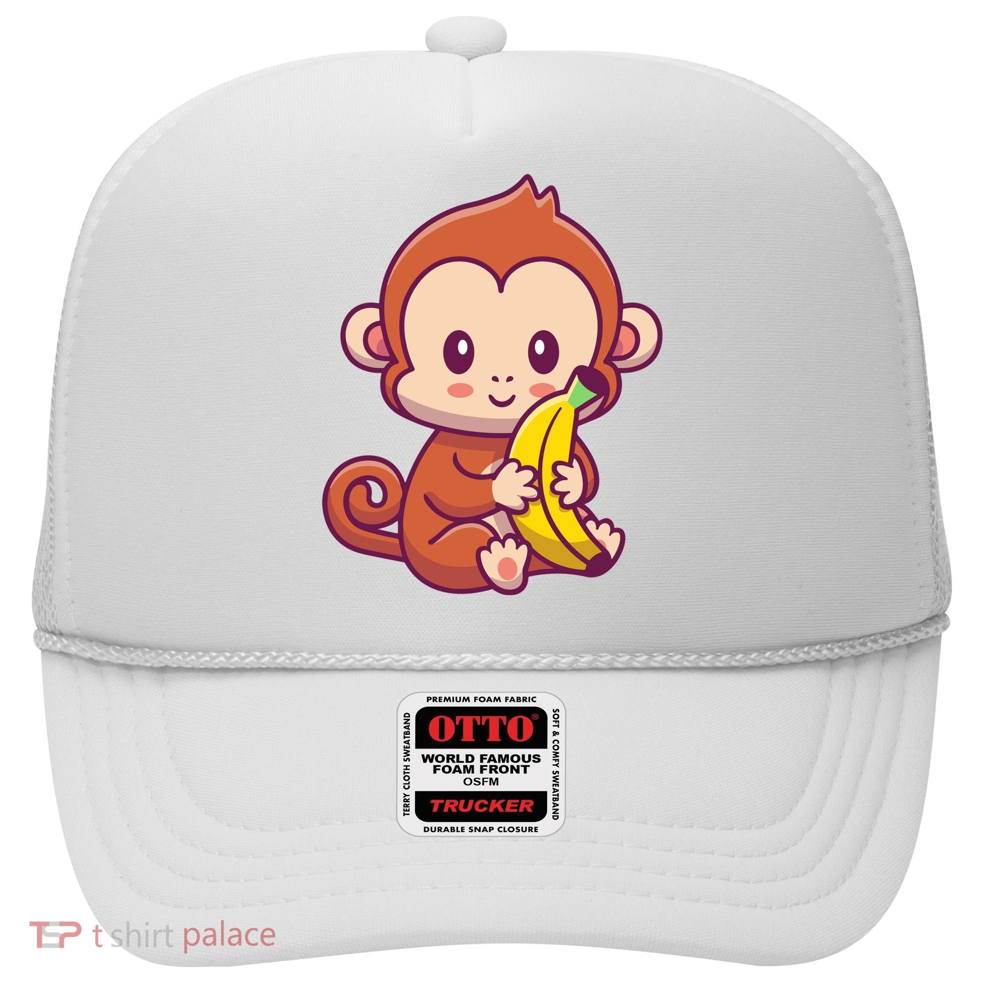 Cute Monkey Holding Banana Cartoon Hat