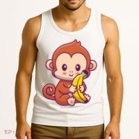 Cute Monkey Holding Banana Cartoon Tank Top thumb 3