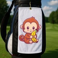 Cute Monkey Holding Banana Cartoon Golf Towel thumb 2
