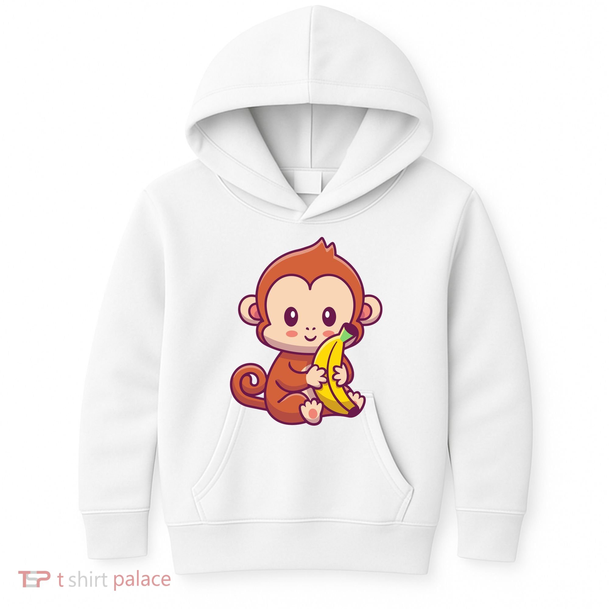 Cute Monkey Holding Banana Cartoon Kids Hoodie