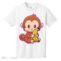 Cute Monkey Holding Banana Cartoon Kids T-Shirt thumb 0