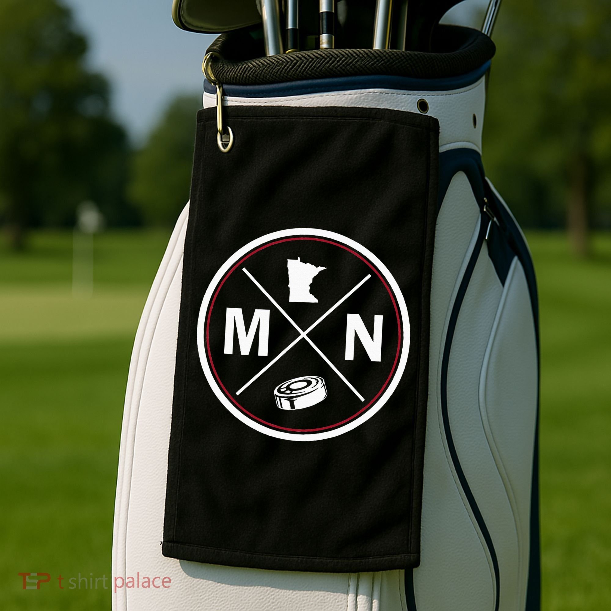 Classic Minnesota Hockey MN Outline Golf Towel