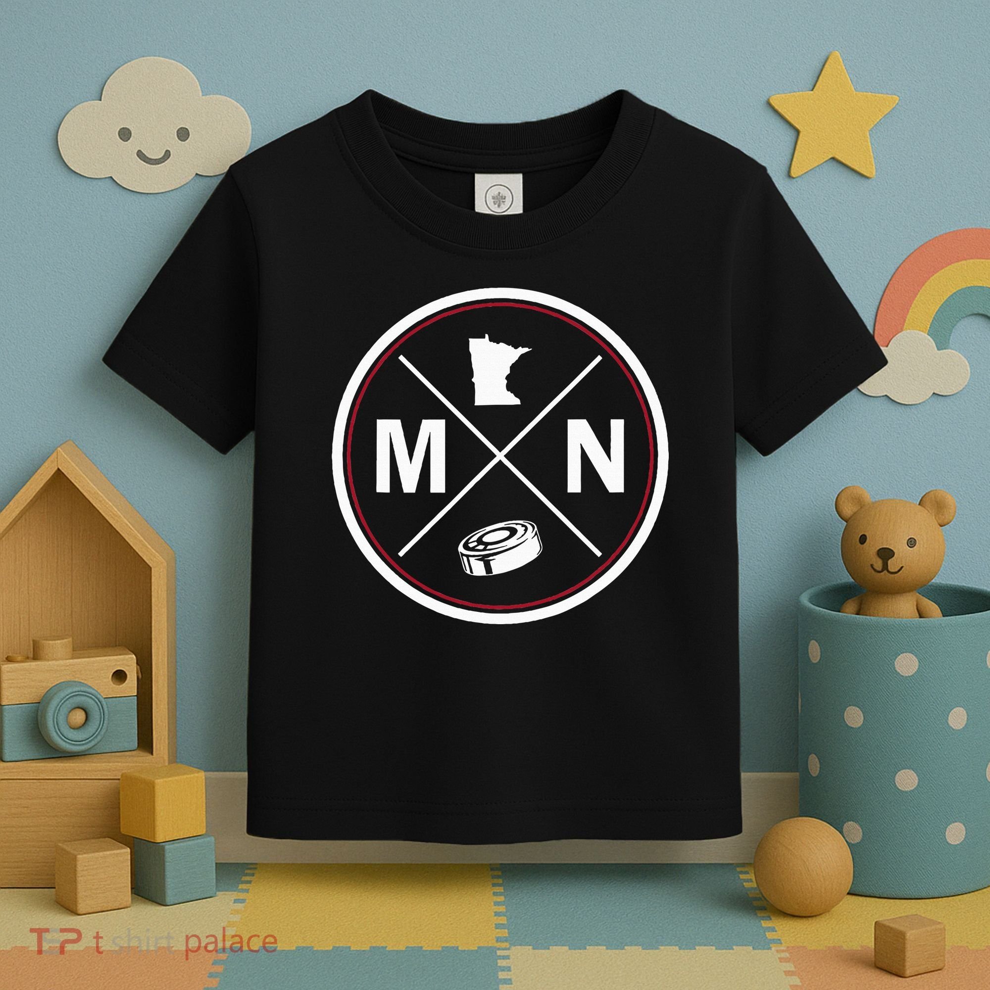 Classic Minnesota Hockey MN Outline Toddler T-Shirt