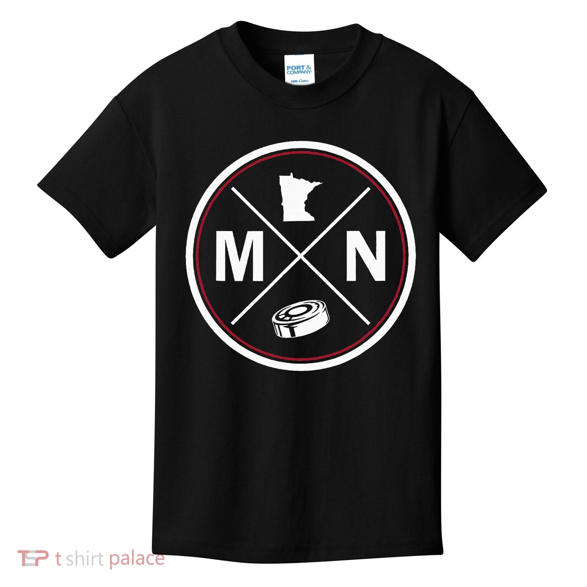 Classic Minnesota Hockey MN Outline Kids T-Shirt