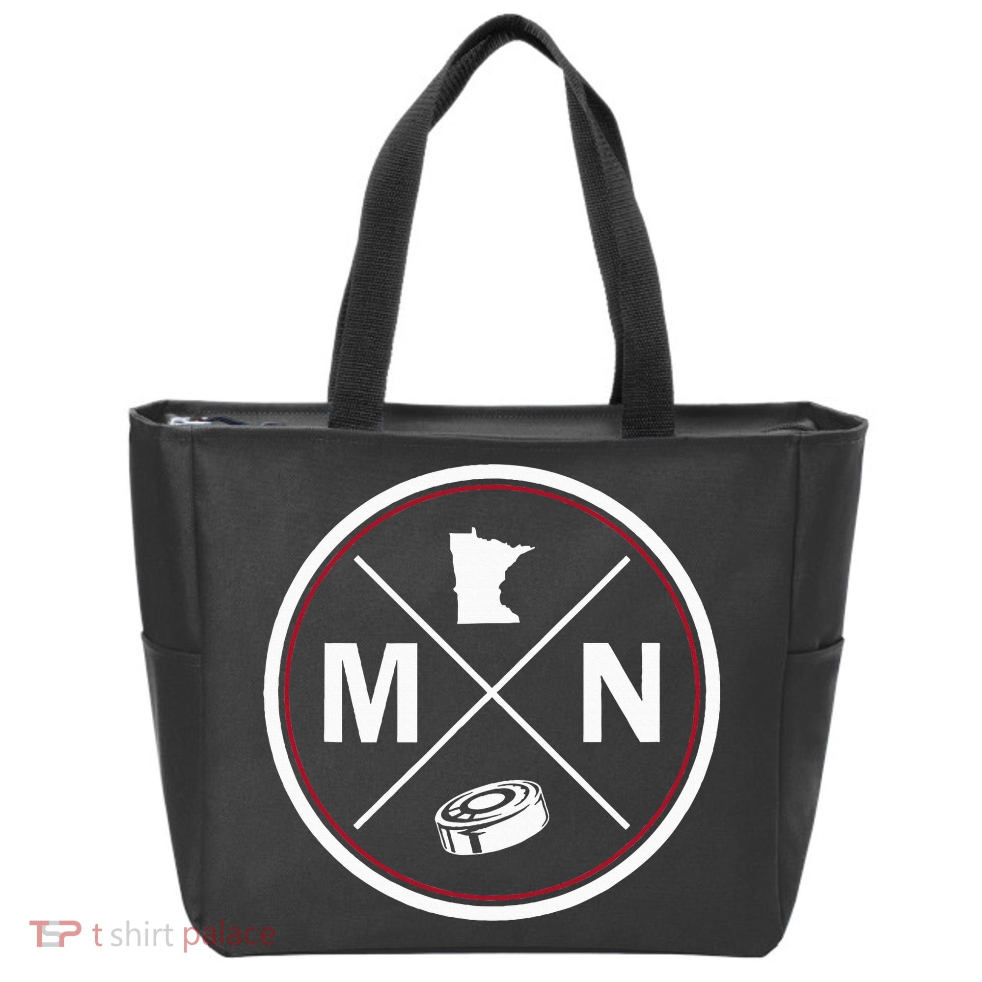 Classic Minnesota Hockey MN Outline Tote Bag