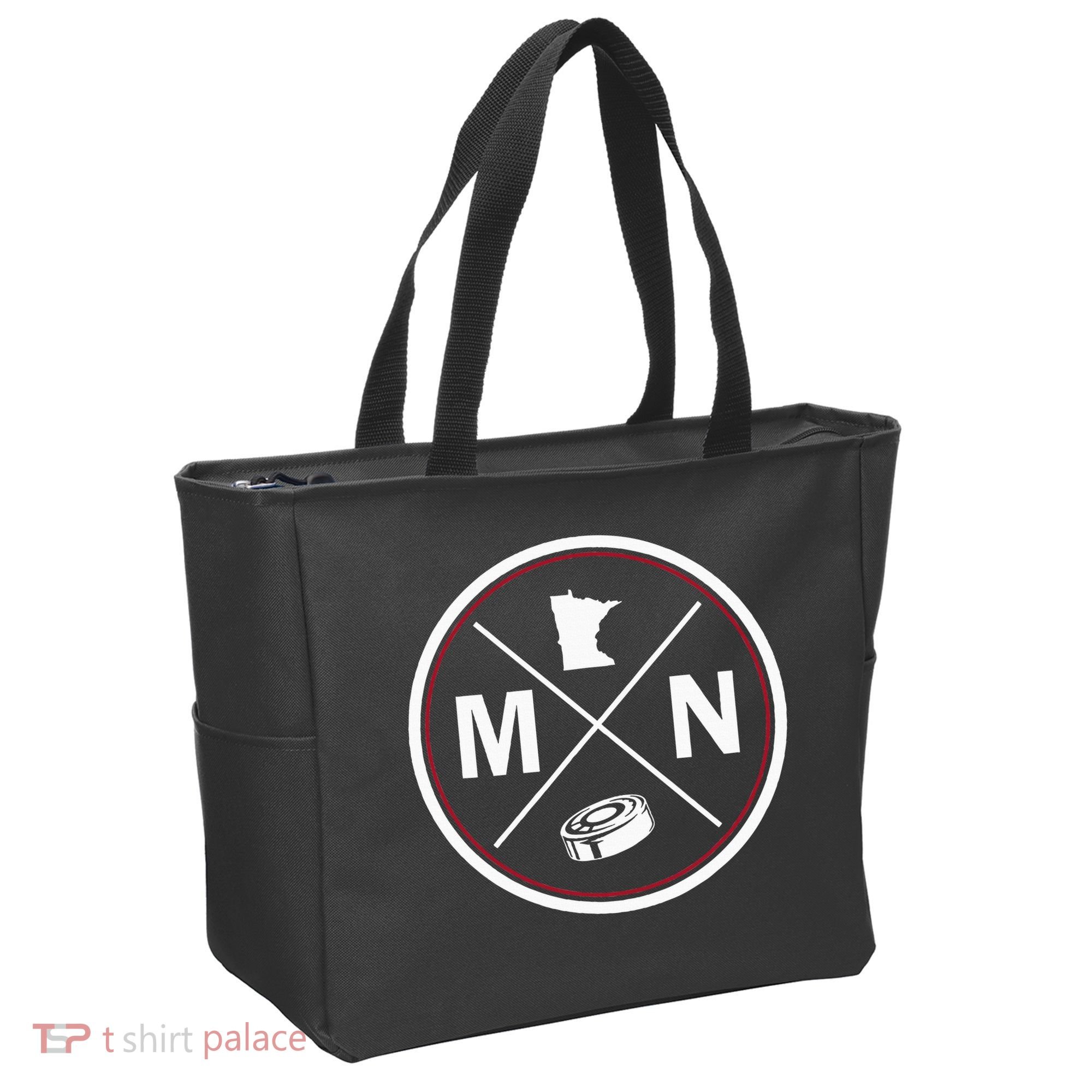 Classic Minnesota Hockey MN Outline Tote Bag