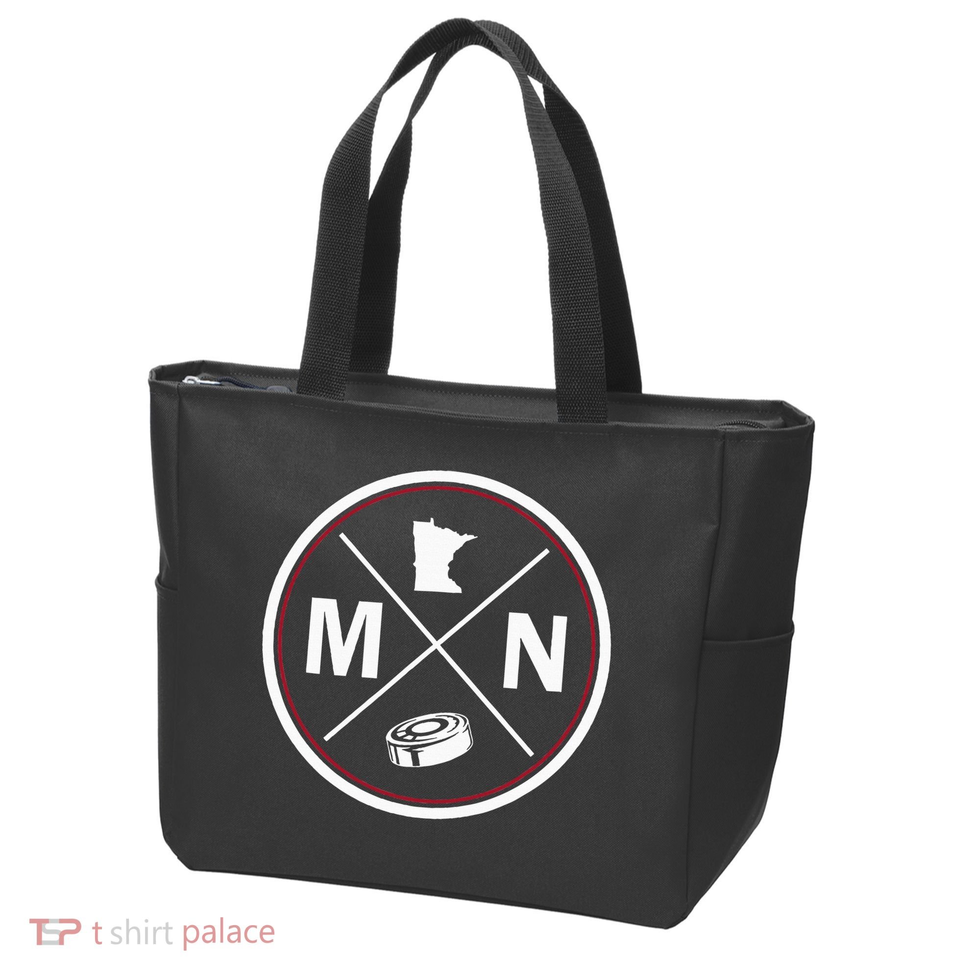 Classic Minnesota Hockey MN Outline Tote Bag