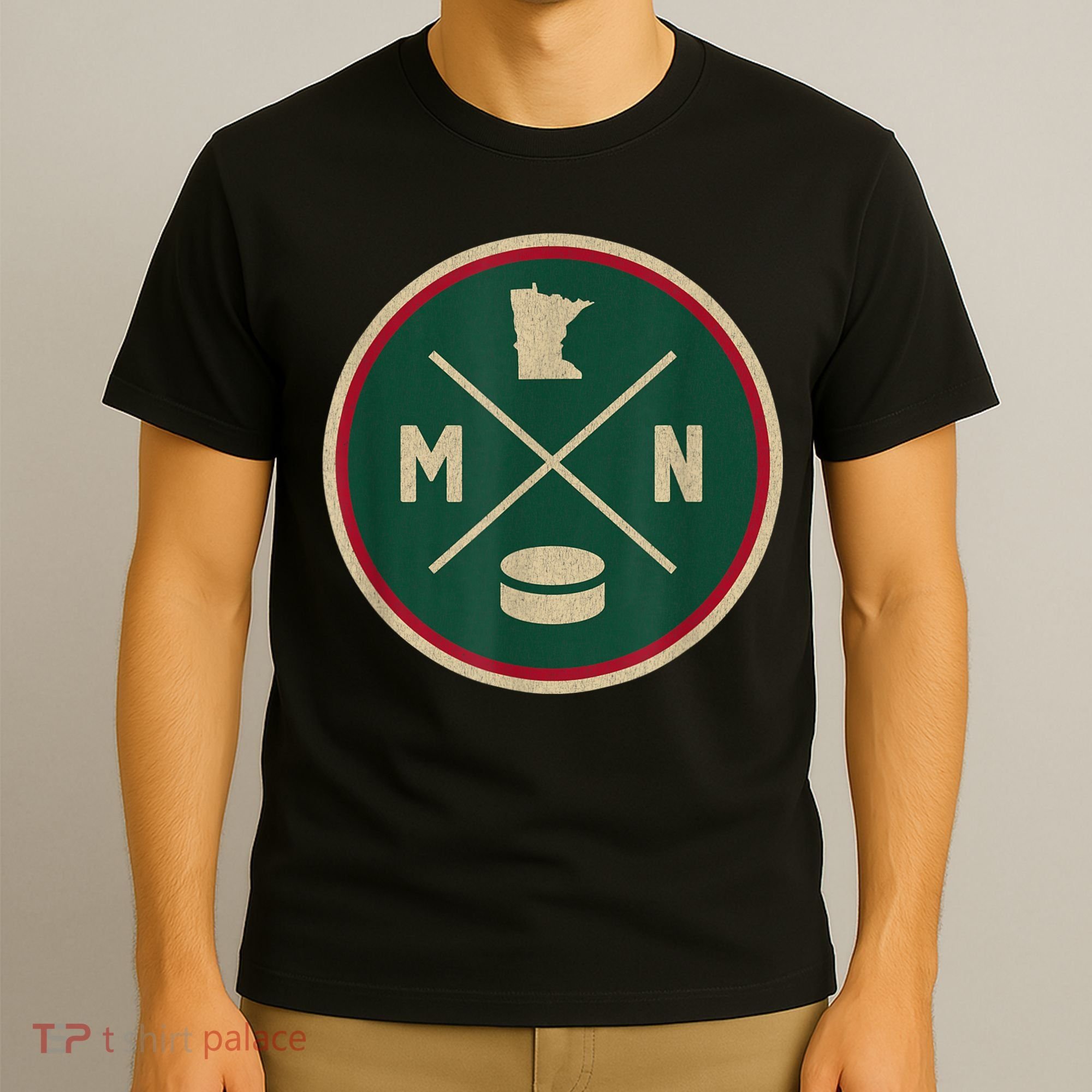 Classic Minnesota Hockey MN Outline T-Shirt