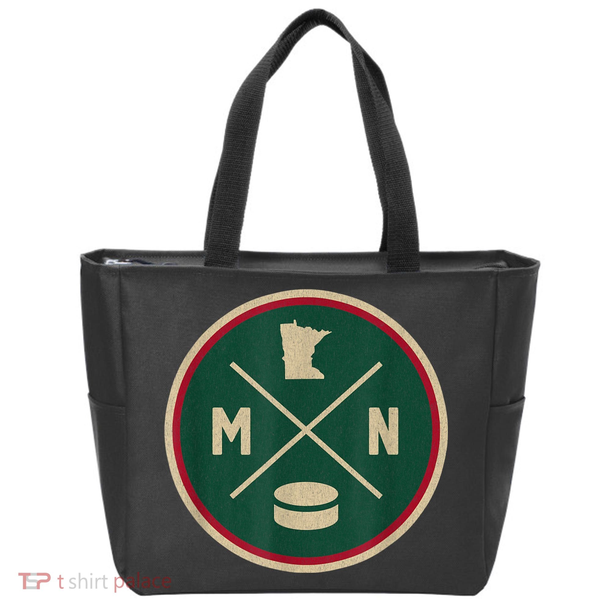 Classic Minnesota Hockey MN Outline Tote Bag
