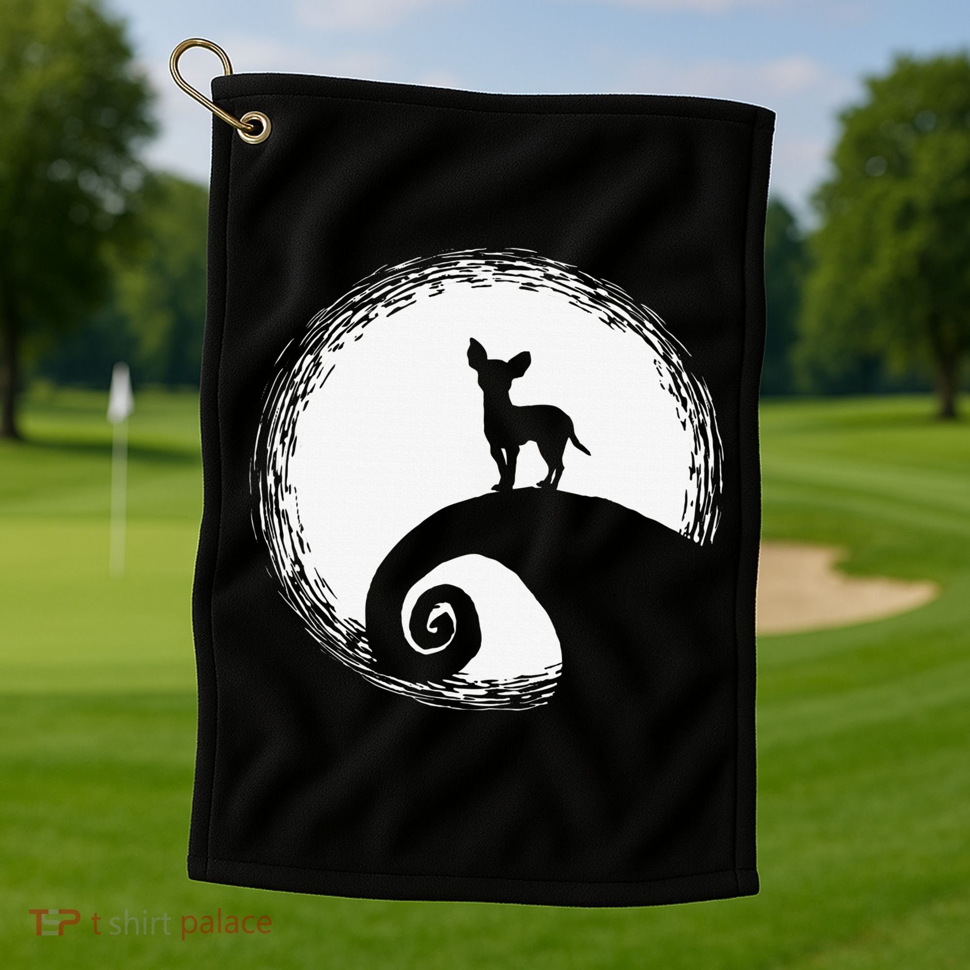 Chihuahua Moon Halloween Costume for Dog Lovers Golf Towel