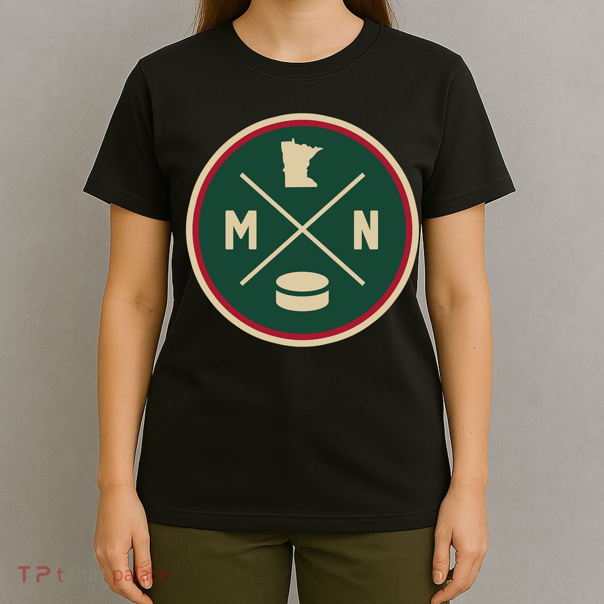 Classic Minnesota Hockey MN Outline T-Shirt