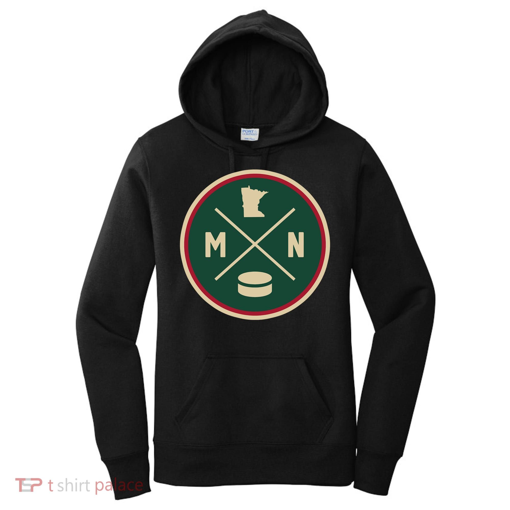 Classic Minnesota Hockey MN Outline Women's Hoodie