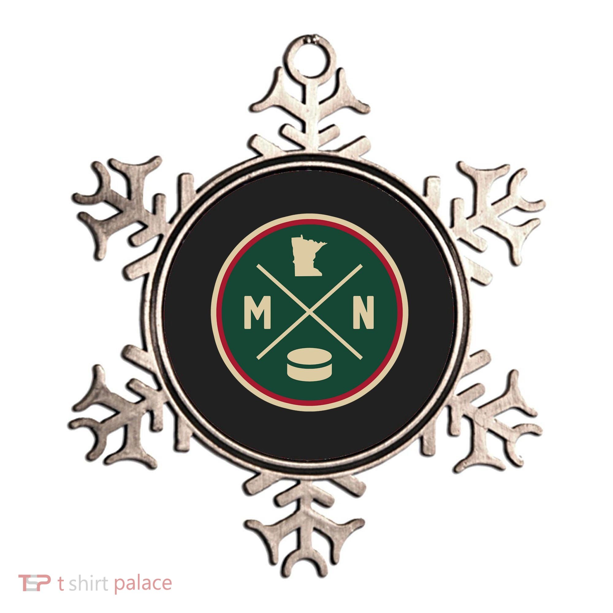 Classic Minnesota Hockey MN Outline Ornament
