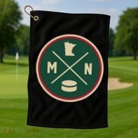 Classic Minnesota Hockey MN Outline Golf Towel thumb 1