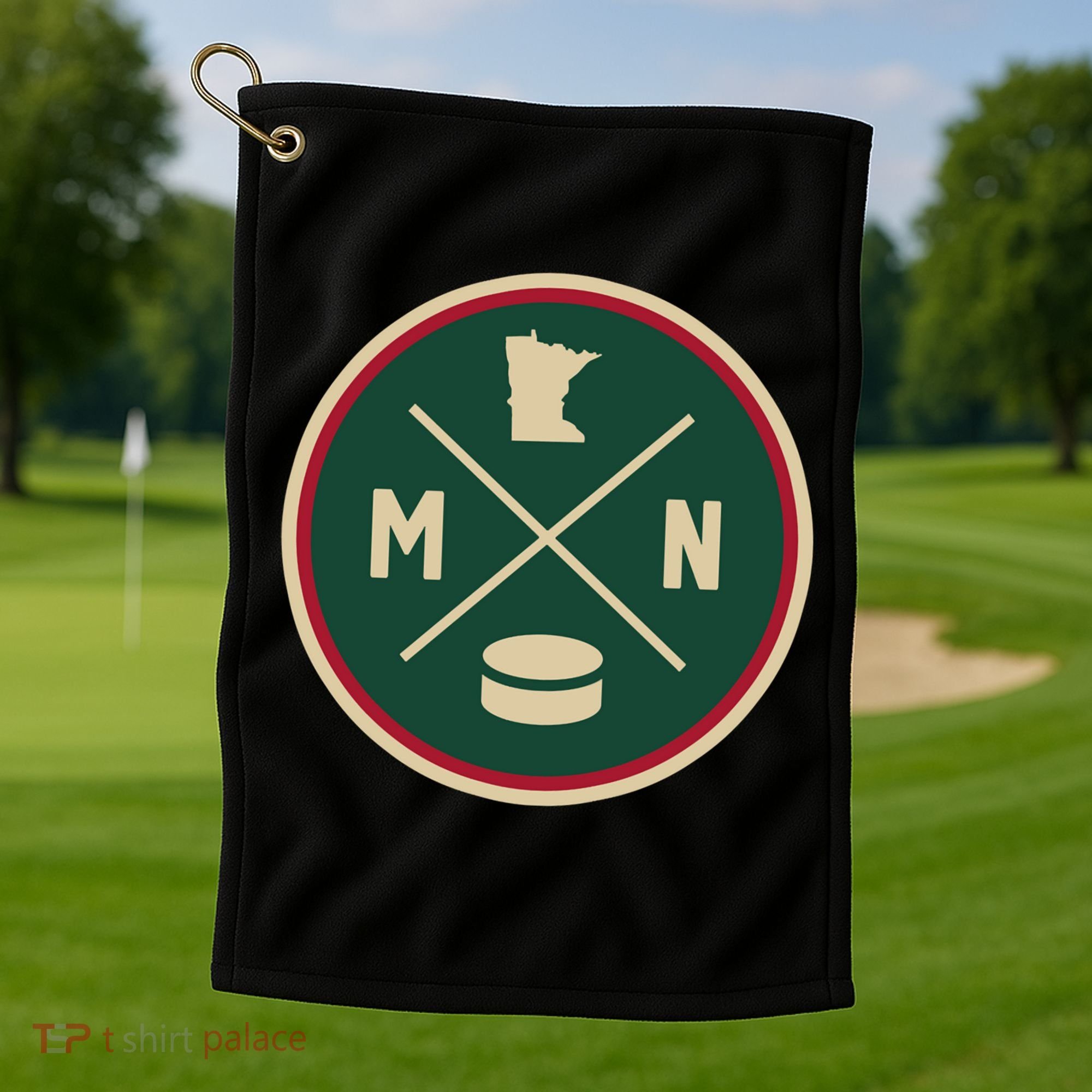 Classic Minnesota Hockey MN Outline Golf Towel