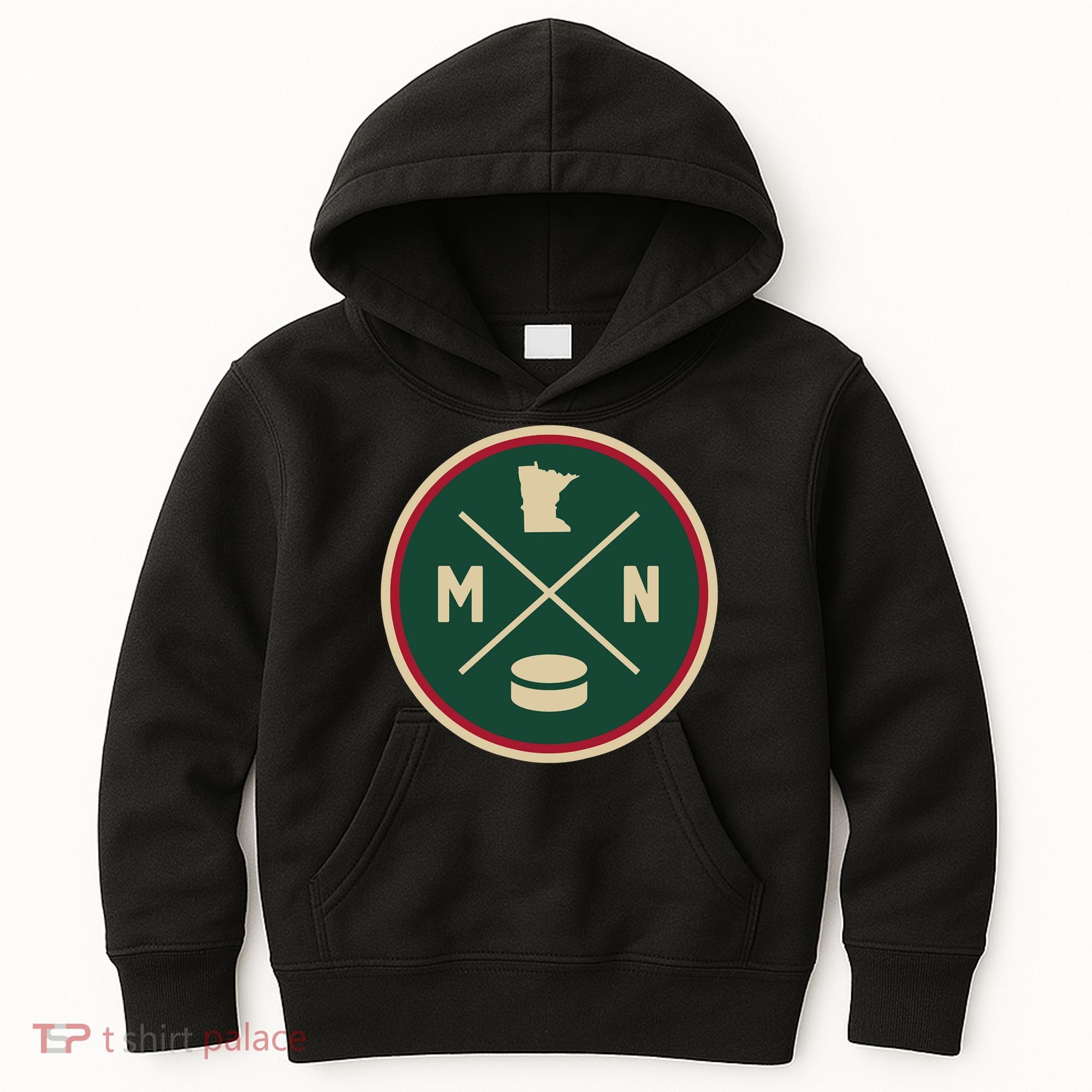 Classic Minnesota Hockey MN Outline Kids Hoodie