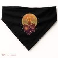 Cute Mystical Halloween Book Of Spells Cat USA-Made Doggie Bandana thumb 0