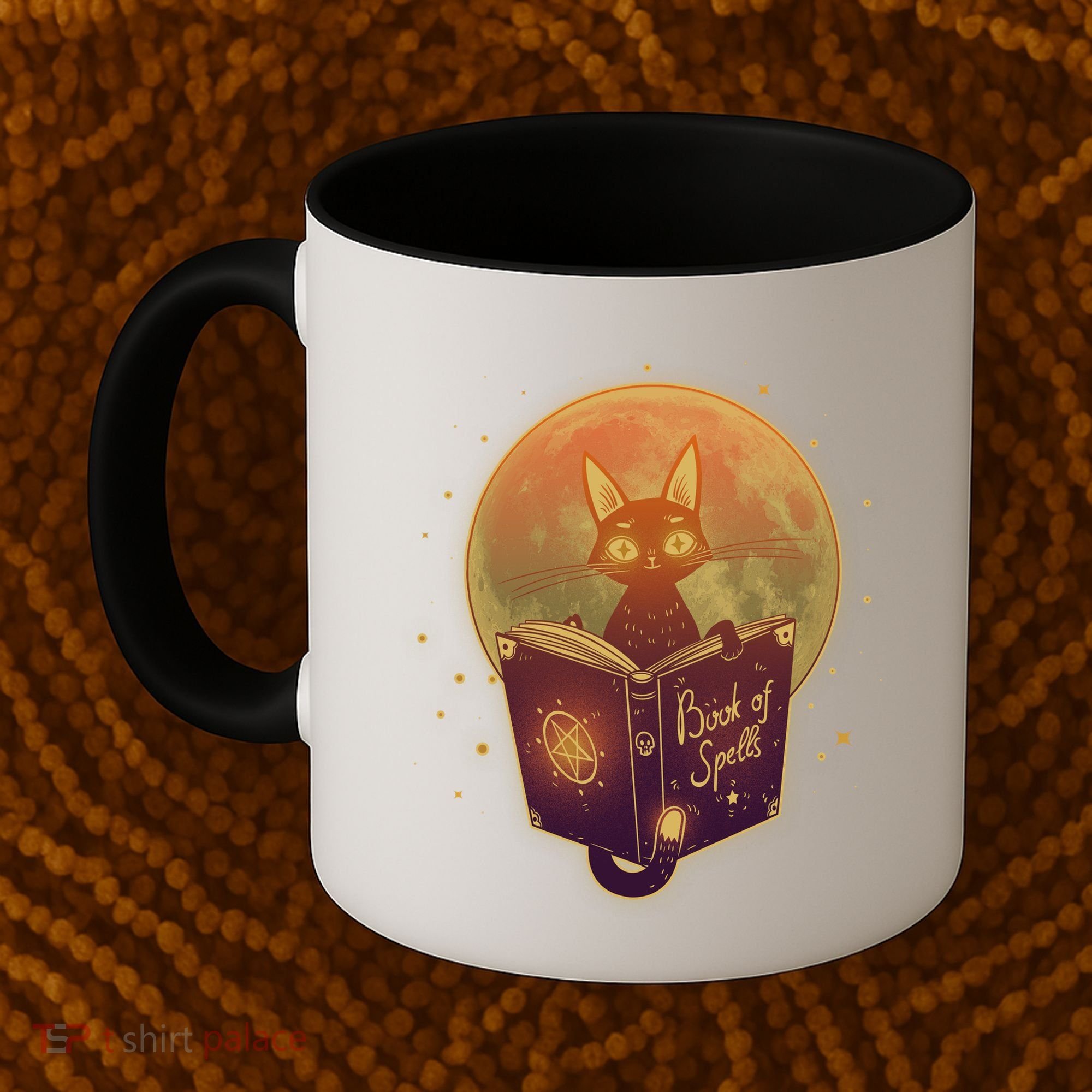 Cute Mystical Halloween Book Of Spells Cat Coffee Mug