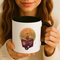 Cute Mystical Halloween Book Of Spells Cat Coffee Mug thumb 3