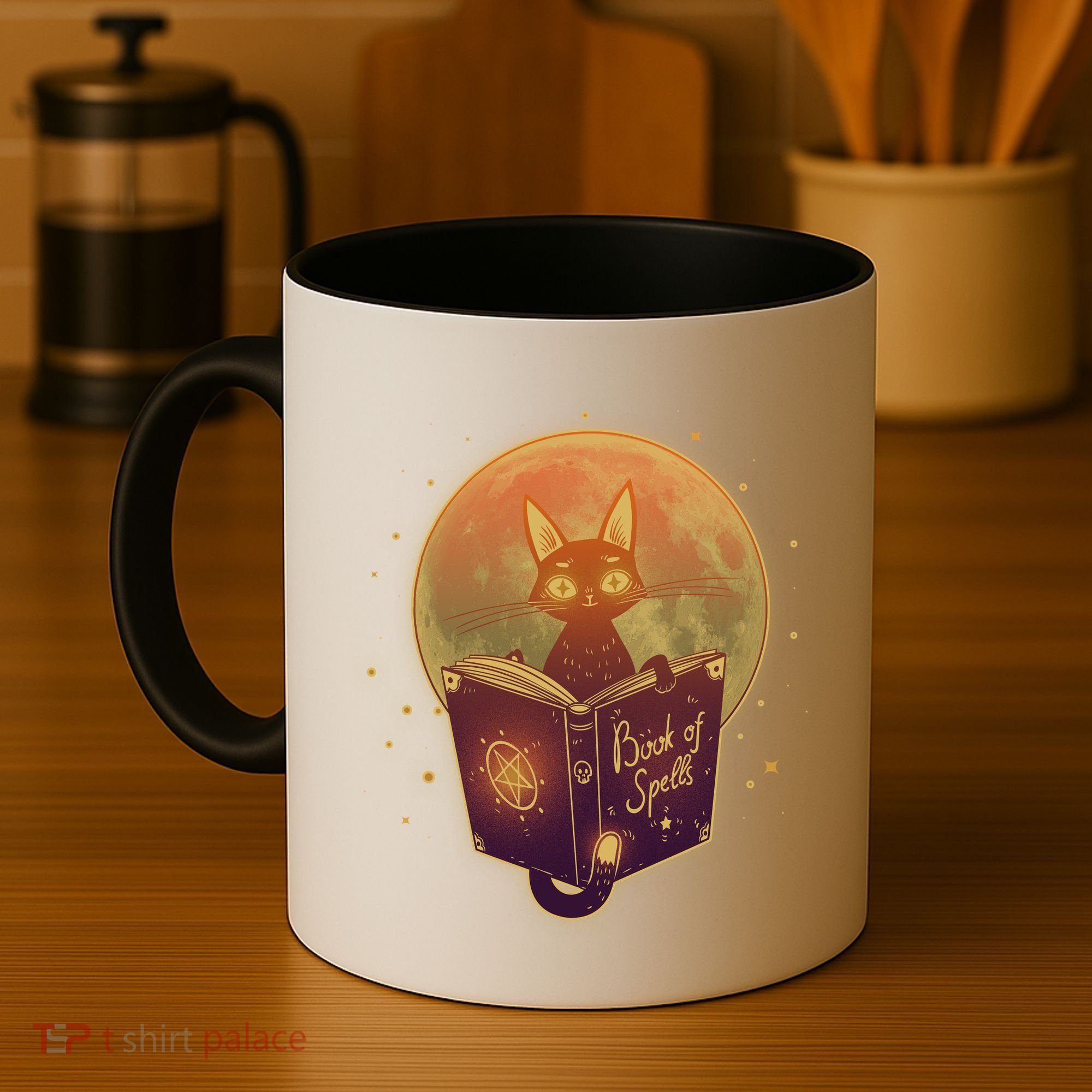 Cute Mystical Halloween Book Of Spells Cat Coffee Mug