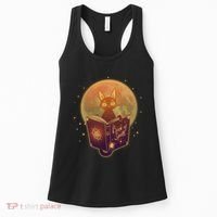 Cute Mystical Halloween Book Of Spells Cat Women's Tank Top thumb 0