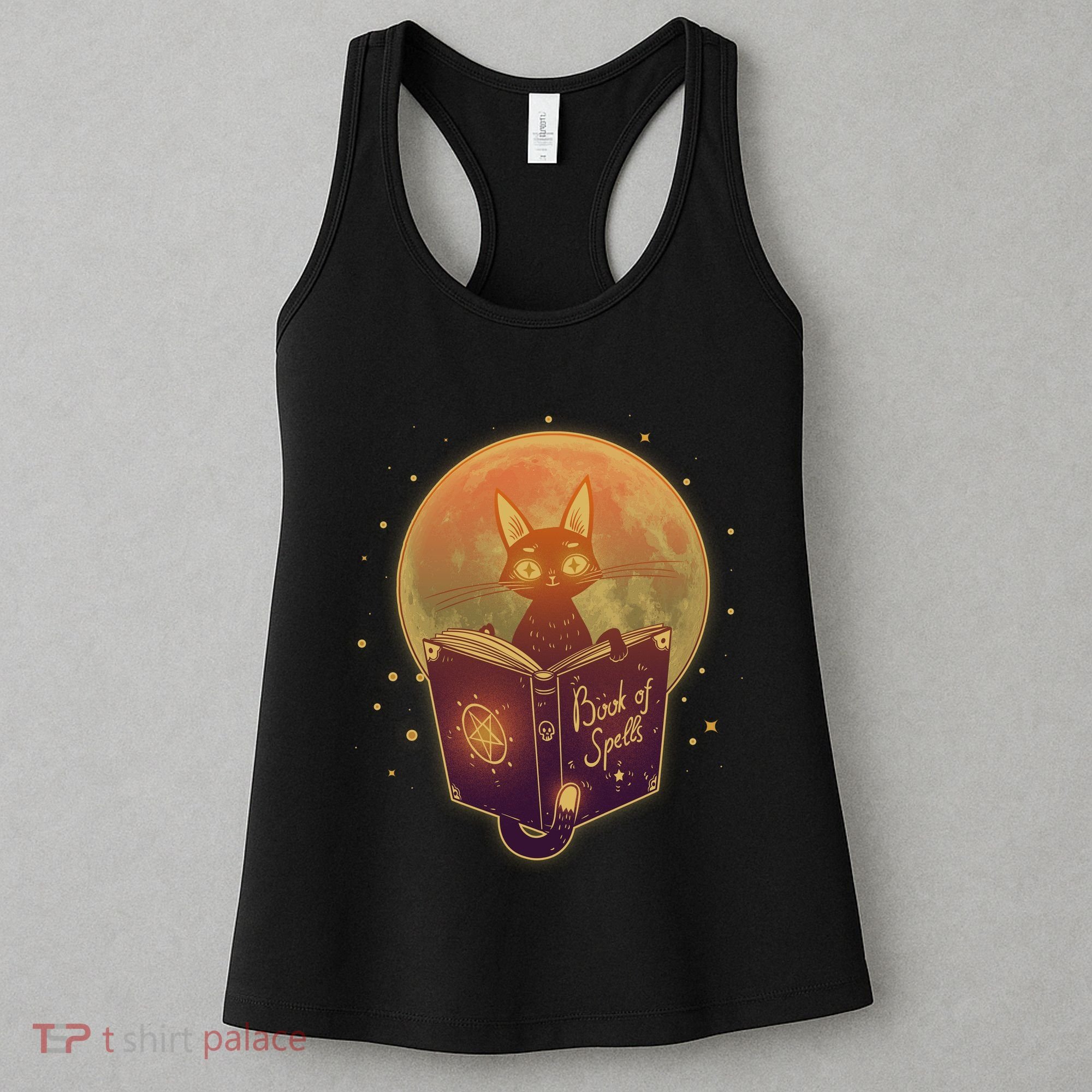 Cute Mystical Halloween Book Of Spells Cat Women's Tank Top
